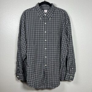Brooks Brothers 346 Black White Gray Men's XL Cotton Shirt Long‎ Sleeve Plaid